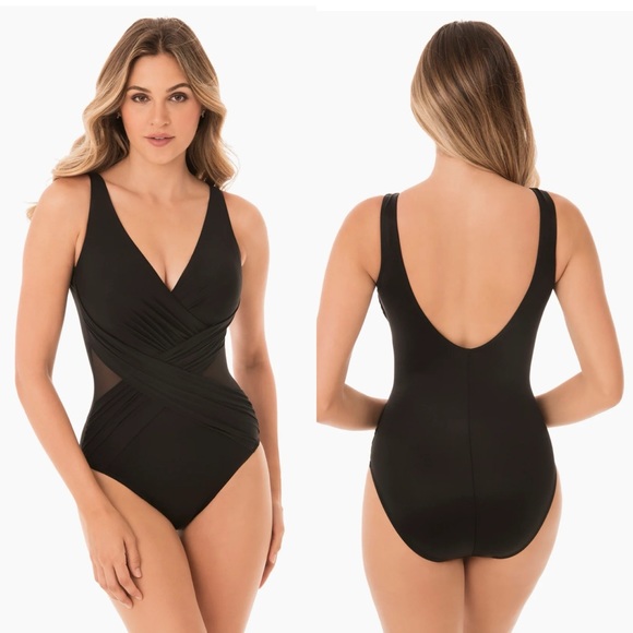NWT Miraclesuit Crossover Mesh One Piece Swimsuit